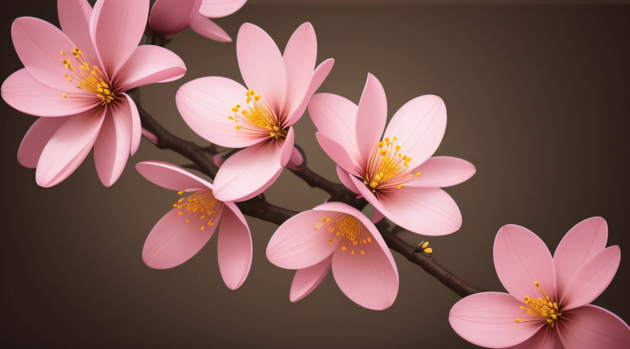 there is a close up of a bunch of flowers on a branch, paul barson, flower blossoms, beautiful digital artwork, beautiful digital art, flowers and blossoms, surreal waiizi flowers, beautiful flowers, blooming flowers, flowers with intricate detail, incredibly beautiful, beautiful art, beautiful composition 3 - d 4 k, gorgeous digital art, sakura flowers