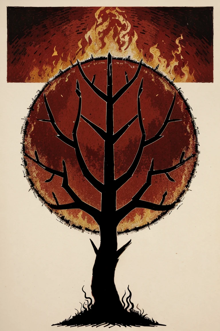 Symbols of wildfires and world trees,black& red,Symbol logo,Designed by Van Gogh