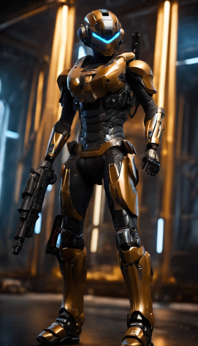 (best quality,4k,8k,highres,masterpiece:1.2),ultra-detailed,(realistic,photorealistic,photo-realistic:1.37)t;cyborgdoll,advanced technology,high-tech suit,head with intelligent display screen and bulletproof glass canopy,extremely detailed head,glowing eyes,mechanical facial features,meticulous wiring protection,right arm with a minigun attached below,advanced weapon system,ejectable bullet casings,firing muzzle flashes,heavily armored and highly detailed arm,glowing energy cores,back with a nuclear-powered jetpack,emitting vibrant flames,hovering effect,mechanical wings,hover stabilizers,highly detailed engine,super-realistic art style,vivid and vibrant colors,enhanced metal texture,strong shadow and highlights,studio lighting,neon lighting,sci-fi landscape,gritty and dark atmosphere,industrial setting,bokeh effect.