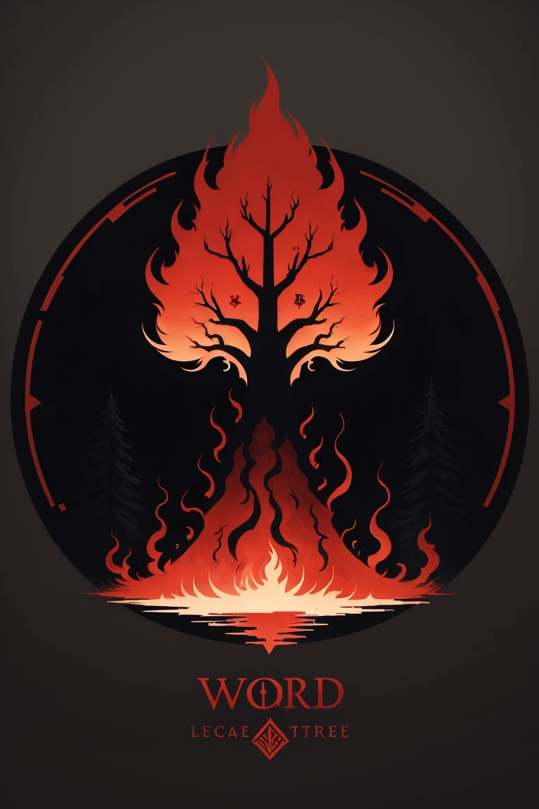 Symbols of wildfires and world trees,black& red,Symbol logo,Designed by Leonardo