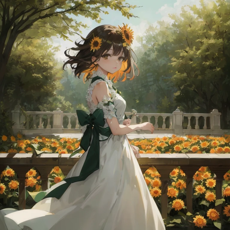 Anime girl in a white dress with green sash and sunflowers, Beautiful sunflower anime girl, Beautiful anime, 4k anime wallpaper, Beautiful anime girl, anime style 4 k, beautiful anime artwork, Rin, 4 k manga wallpaper, Anime art wallpaper 8k, Beautiful Anime Portrait, beautiful anime art, anime art wallpaper 4k, anime art wallpaper 4k, beautiful anime scene