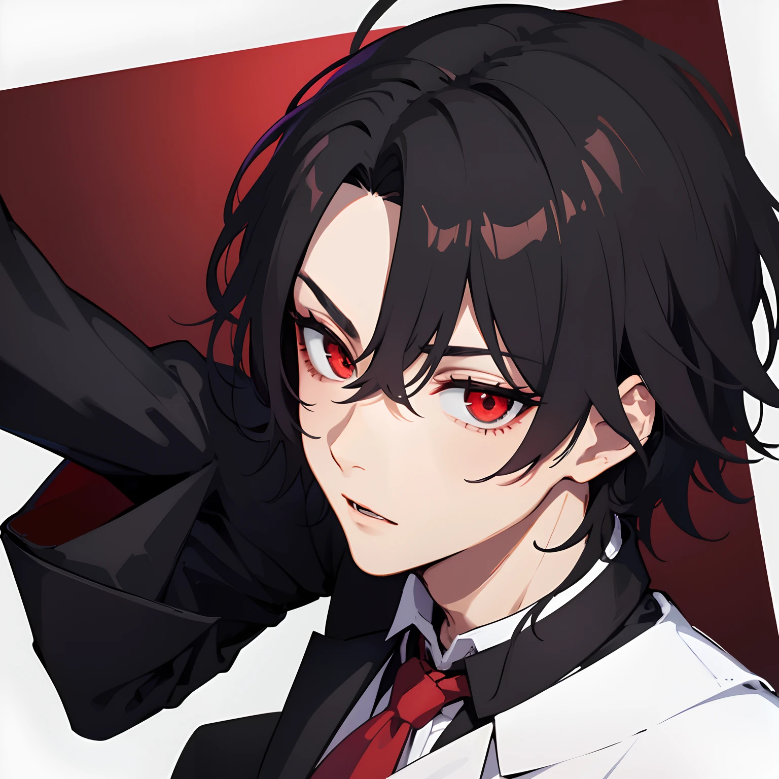 1boy, vampire, handsome boy, handsome young man, red eyes, black hair