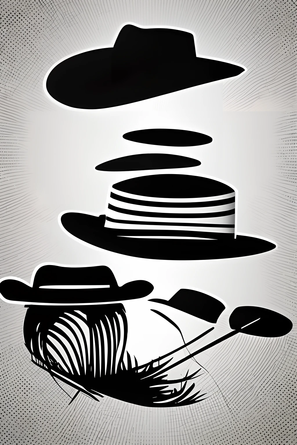 A cowboy hat，Vector graphics，logo，black andwhite，white backgrounid，Simple