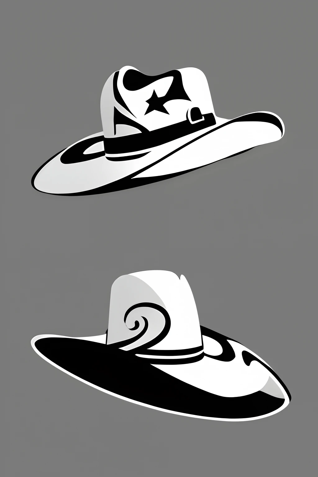 A cowboy hat,Vector graphics,logo,black andwhite,white backgrounid,Simple
