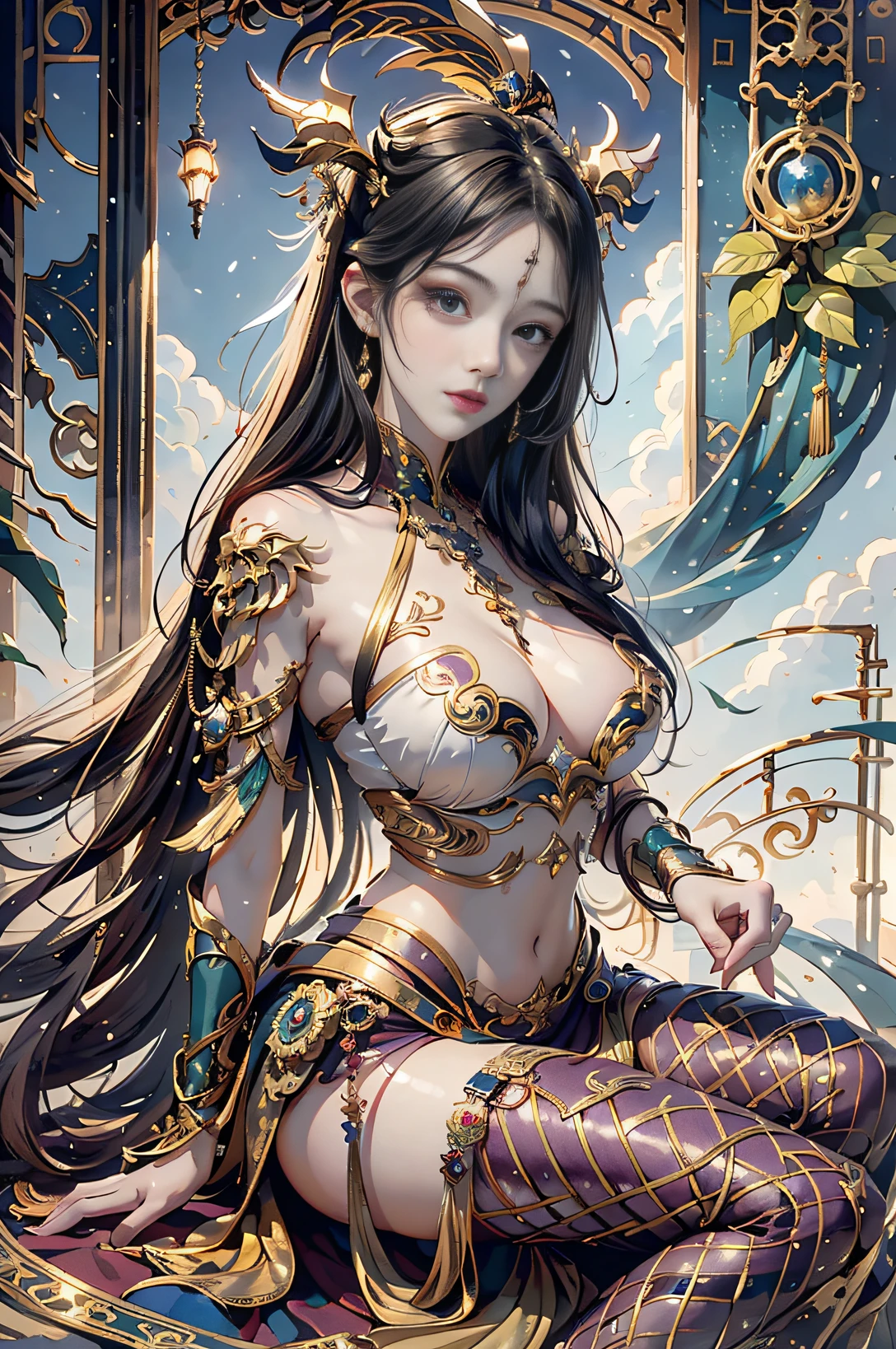 (tmasterpiece,top Quority,best qualtiy,offcial art,Beautiful and aesthetic:1.2),(1girl in),Extremely detailed,Colorful,highestdetailed,offcial art,统一 8k 壁纸,ultra - detailed,Beautiful and aesthetic,big breasts beautiful,tmasterpiece,best qualtiy,Complete body,From knee to chest,fully body photo,(Hairstyles:Long hair and meat),Cute big breasts,legs separated,plumw,Desire for dissatisfaction,Revealing breasts,Genital only, Bulge,Camel toes,Desire for dissatisfaction,legs separated,Sexy gestures,(Wearing:See-through school uniform,Bare ,)1womanl,30-years old,married woman,熟妇,very Bigger breasts, 独奏,beatiful detailed eyes,Bright pupils,Purple eyes,Snow White skin,red rip,(Zentangle,datura,Tangles,Entangled),Sacred rays,gold foil,Gold leaf art,glitter drawing,PerfectNwsjMajic,