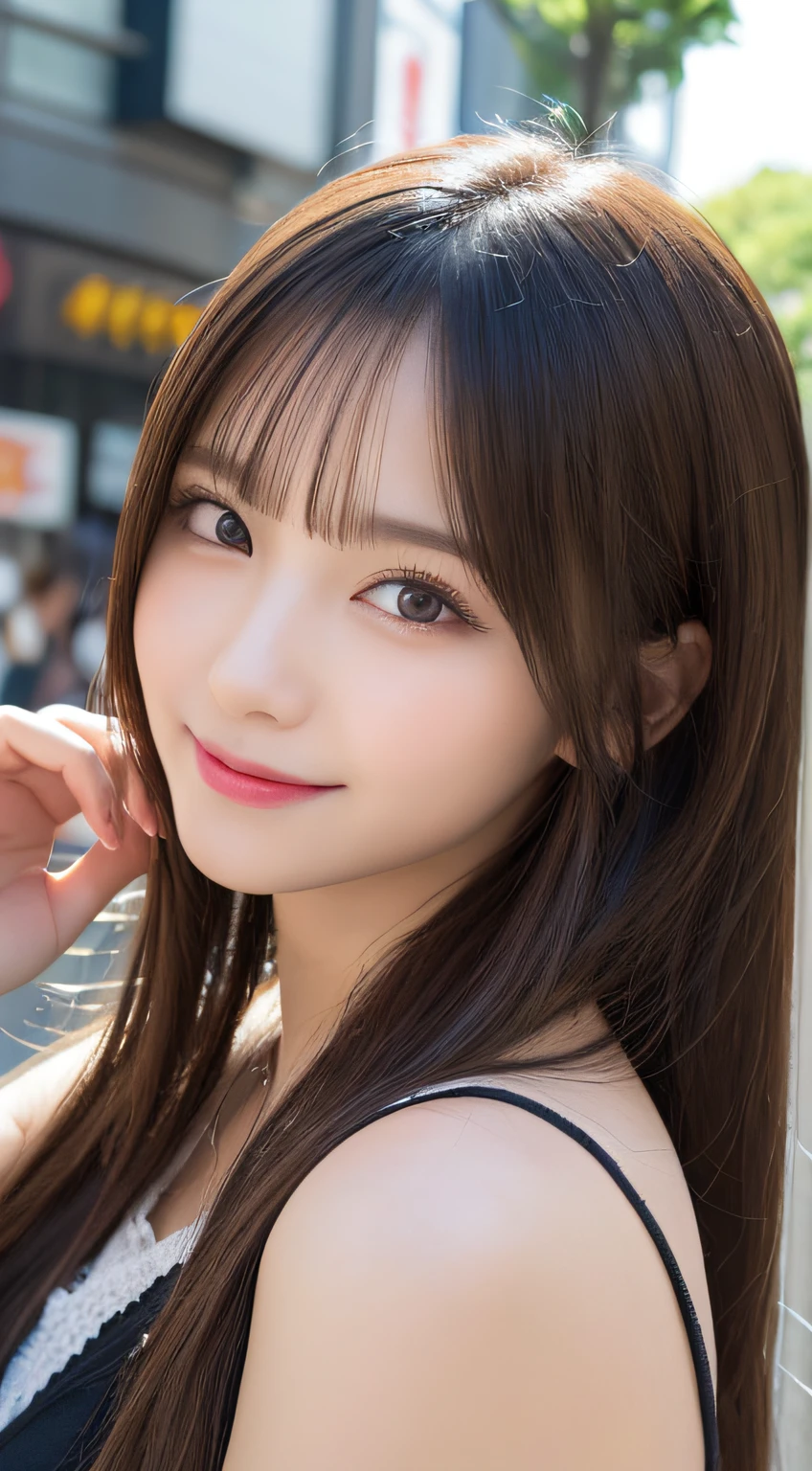 masutepiece, Best Quality, Illustration, Ultra-detailed, finely detail, hight resolution, 8K Wallpaper, Perfect dynamic composition, Beautiful detailed eyes, doress,Medium Hair, Natural Color Lip, Random and sexy poses,Smile、30-year-old girl,Colossal tits,Emphasizes cleavage,very thin lake,