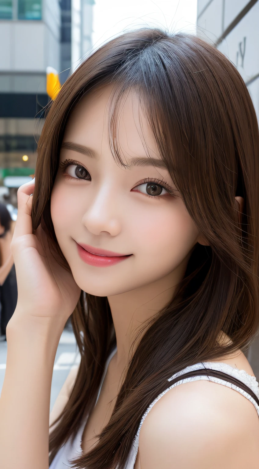 ((A close-up of the face of a 24-year-old Japanese woman)) (Her long bangs, which reach down to her eyes, are neatly trimmed..) ((highest quality)), ((masterpiece)), (be familiar with), perfect face (Highly detailed 8K) (Stable diffusion model) (Her skin is a typical Japanese skin color.、Very detailed.) dynamic lighting (Her hair is very shiny, shiny, Fine and detailed.、And as beautiful as silk) (She is wearing pure white shiny lingerie.) (Her face is slim and dignified.., long slit eyes..々nice face) (Her bangs are neatly trimmed) professional lighting (She looks at the viewer with a shy smile) (She has perfect beautiful makeup Lipstick is light red A solid eyeliner)
