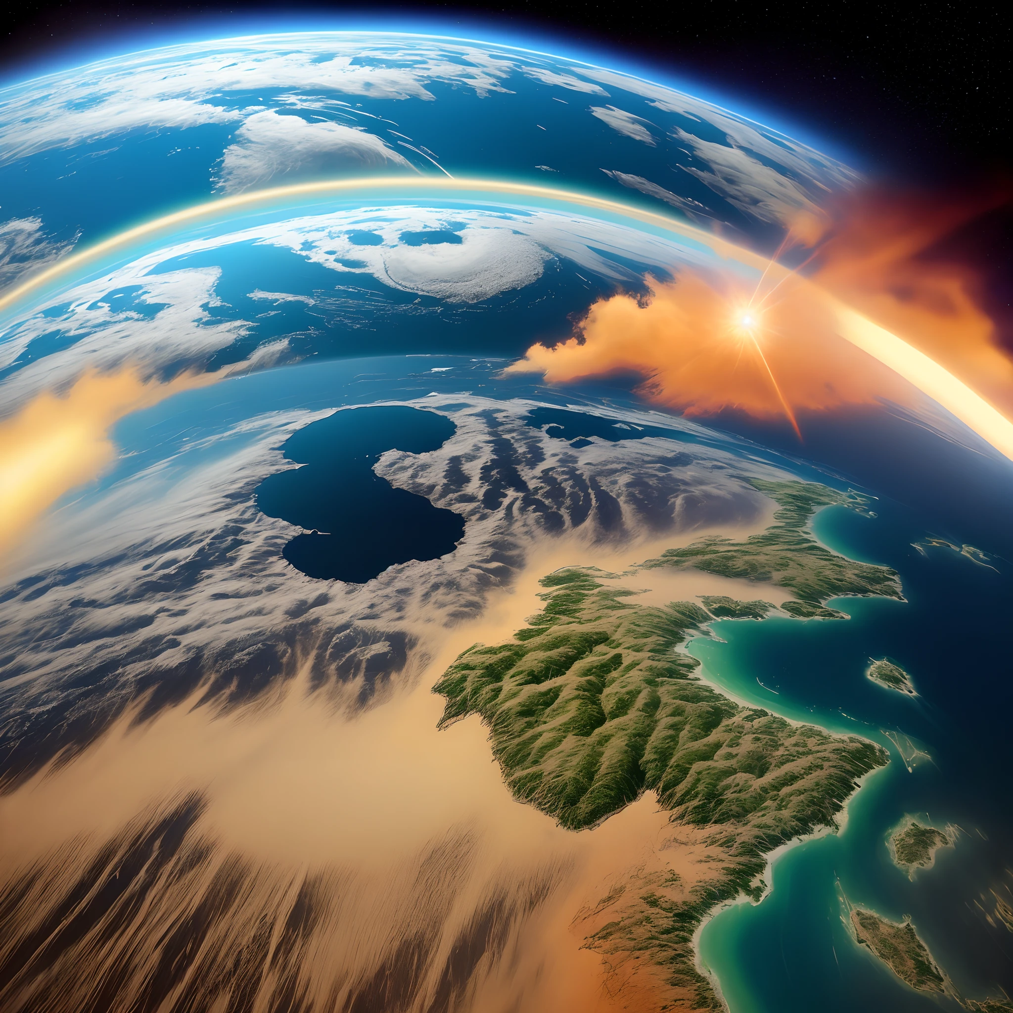 An astronaut watches the Earth being derived with awesome quality