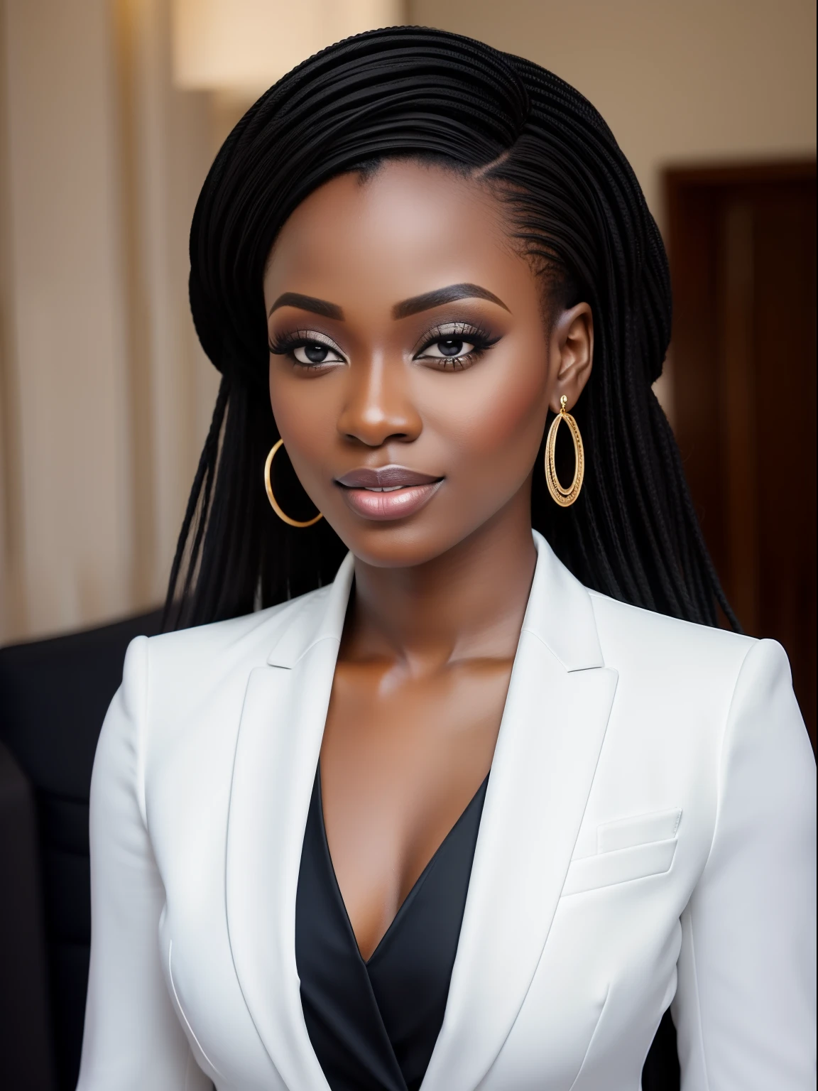 Africain 25 ans. Super realistic and detailed. Beauty Product Presenter Dressed in Suit