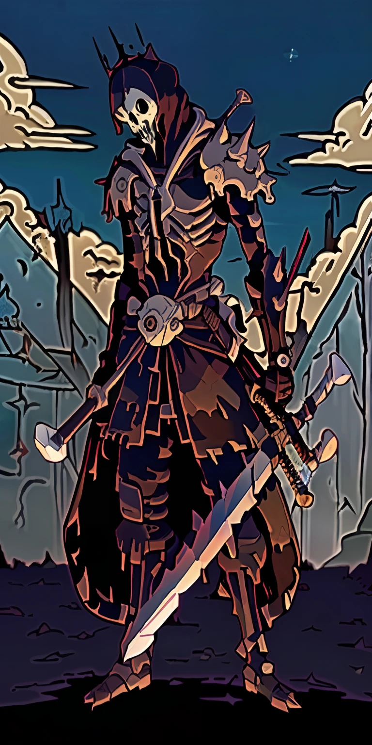 anime character with a sword in his hand standing in front of a sky, from overlord, king of time reaper, ainz ooal gown, berserk skullknight black armor, reaper from overwatch, badass anime 8 k, detailed anime character art, 8k hd wallpaperjpeg artifact, 8 k hd wallpaperjpeg artifact, darksiders art style
