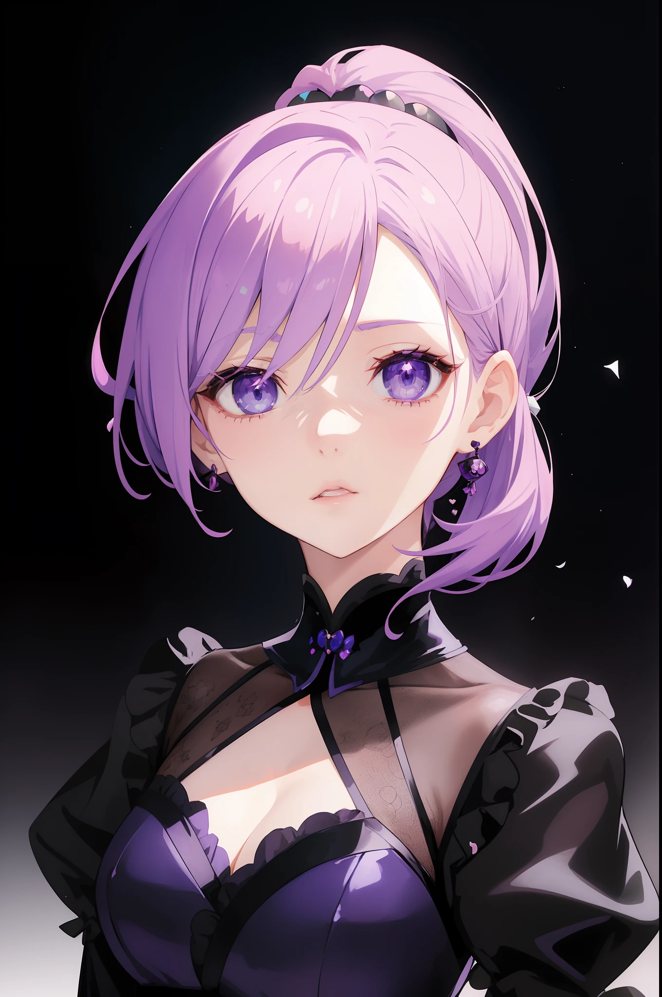 anime girl with purple hair and blue eyes wearing a black dress, beautiful anime portrait, portrait anime girl, anime style portrait, cute anime girl portrait, cute anime girl portraits, anime moe artstyle, anime style 4 k, portrait of an anime girl, anime girl portrait, portrait of cute anime girl, detailed portrait of anime girl, beautiful anime girl, stunning anime face portrait