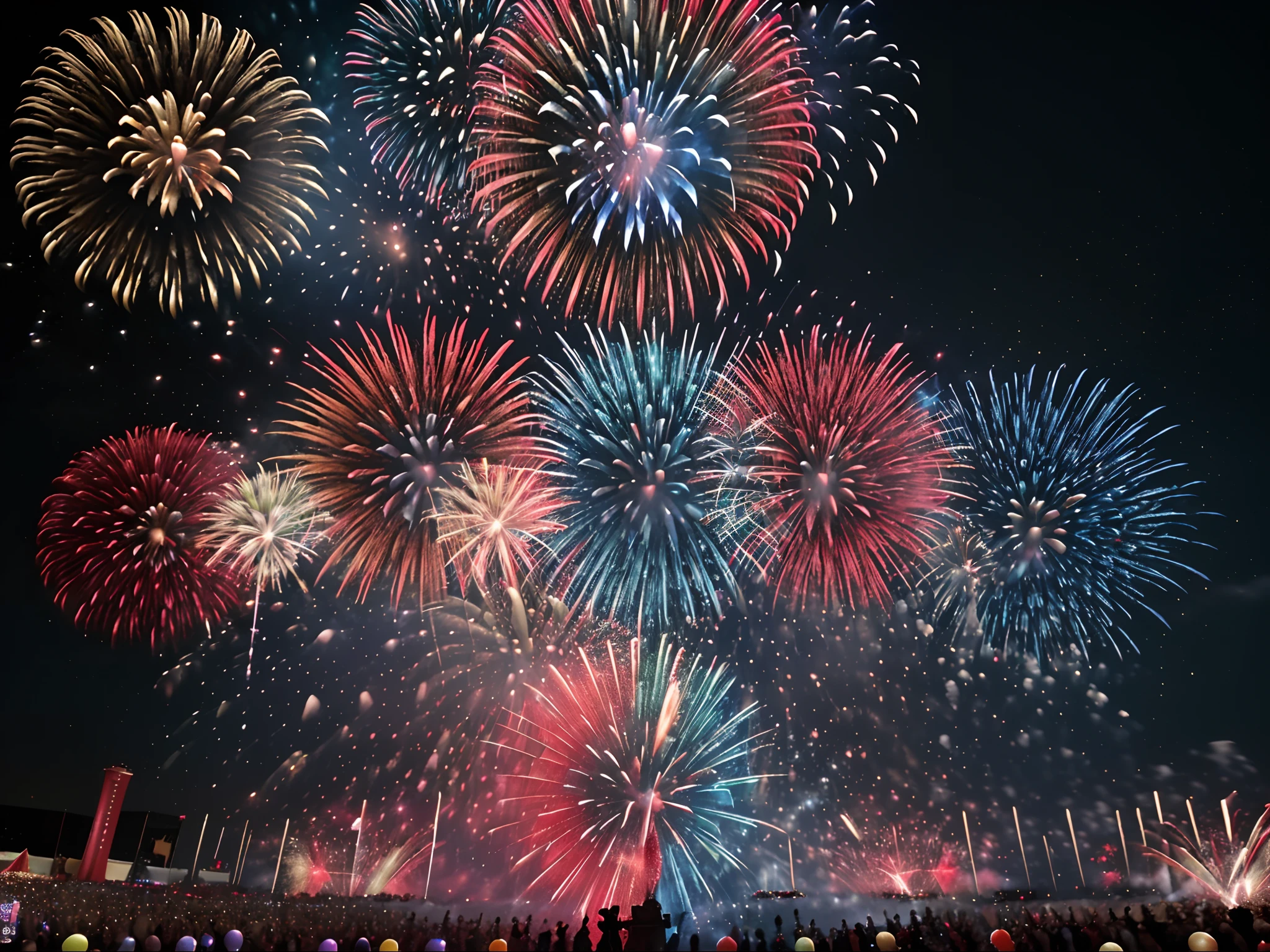 fireworks, celebration, night, firework, holiday, explosion, fire, sky, light, celebrate, party, festival, colorful, display, new, black, new year, pyrotechnics, red, event, year, july, blue, abstract, dark