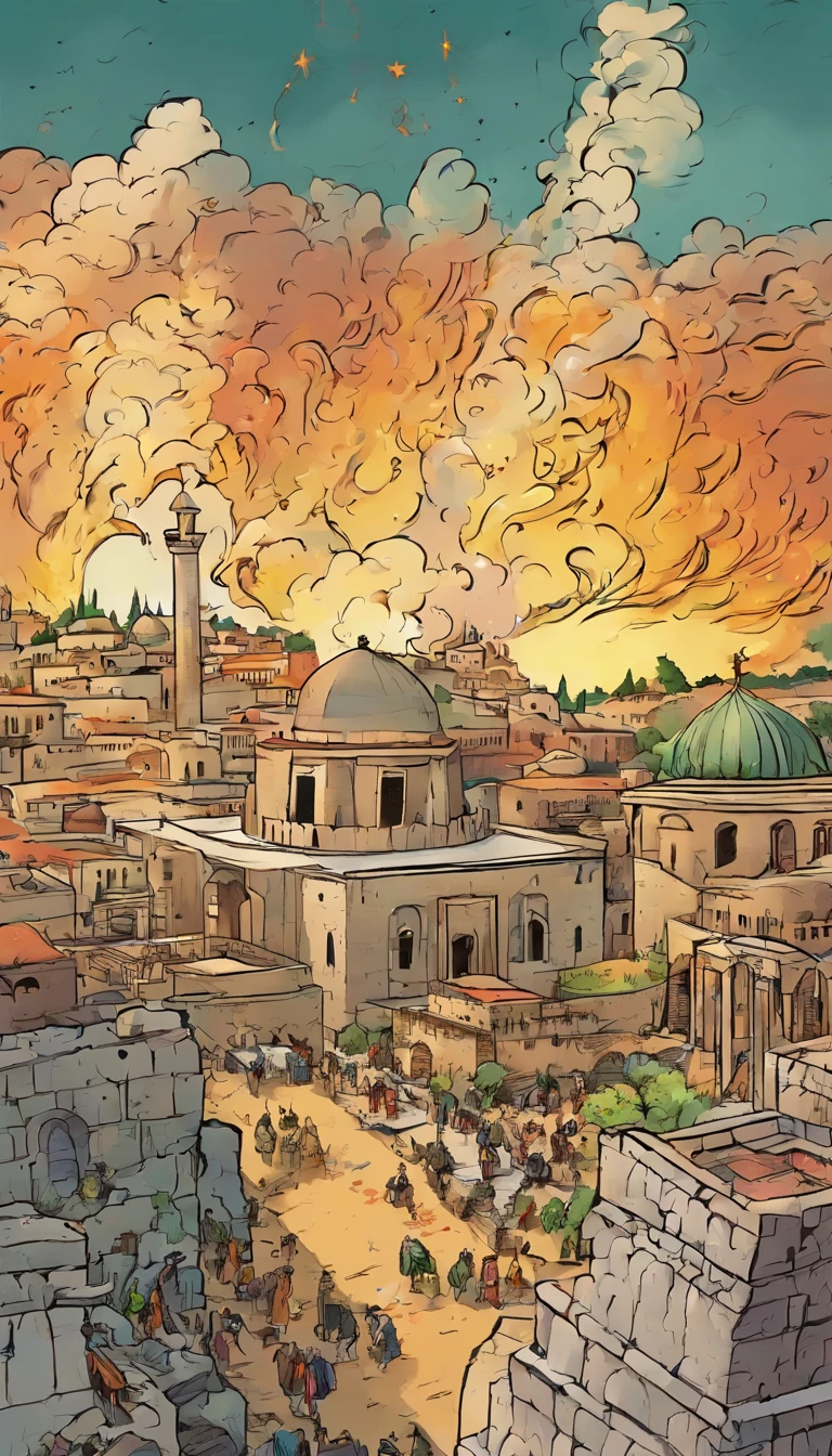 Smoke from an explosion near the Temple in Jerusalem。