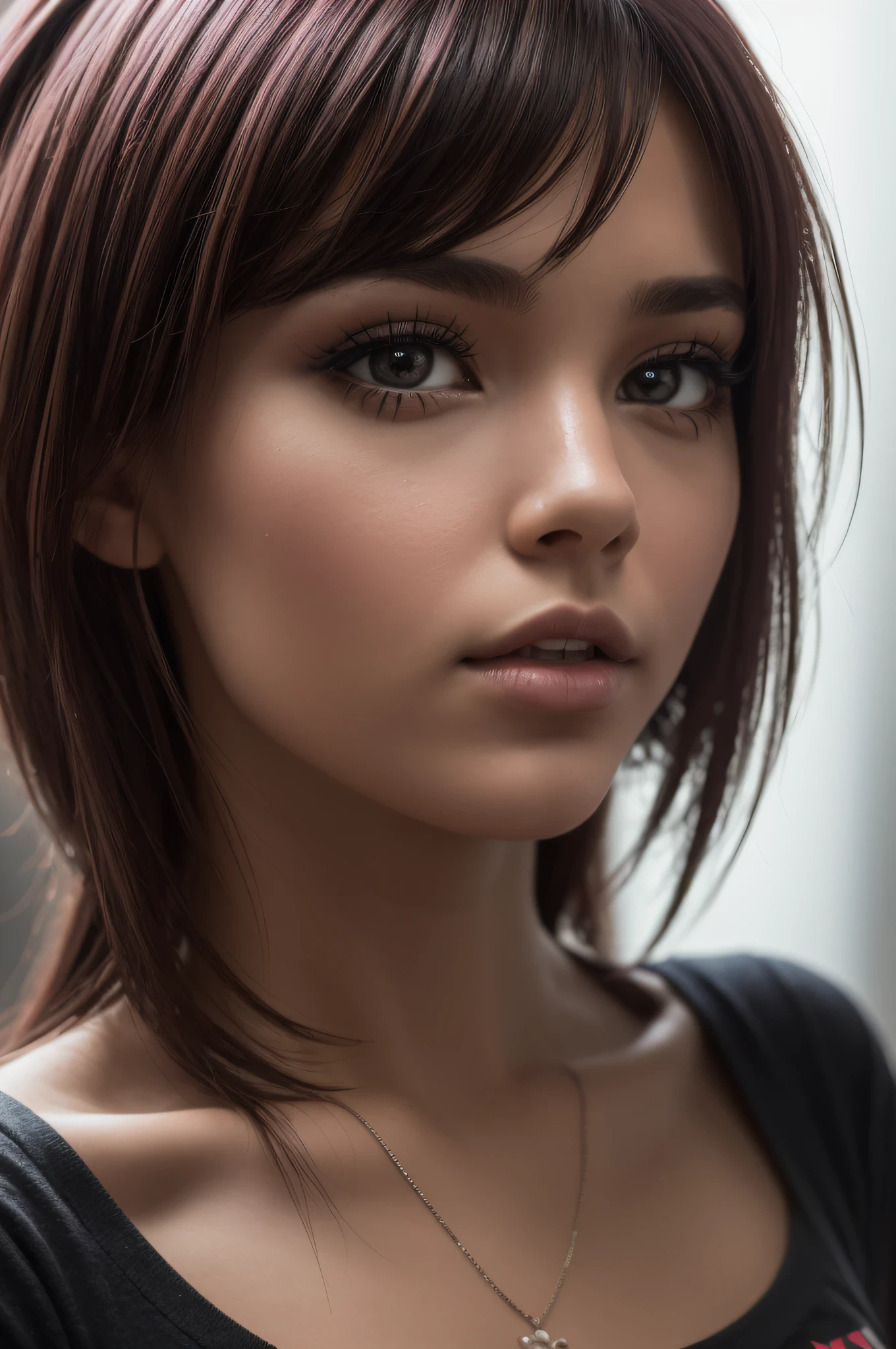 photo of (CyberDutch_V2:0.99), a woman as a sexy TikTok influencer, modelshoot style, (extremely detailed CG unity 8k wallpaper), photo of the most beautiful artwork in the world, professional majestic (photography by Steve McCurry), 8k uhd, dslr, soft lighting, high quality, film grain, Fujifilm XT3 sharp focus, f 5.6, High Detail, Sharp focus, dramatic, (wearing a punk t-shirt), (looking at viewer:1.2), (detailed pupils:1.3), (natural light), (closeup:1.2), (seductive)