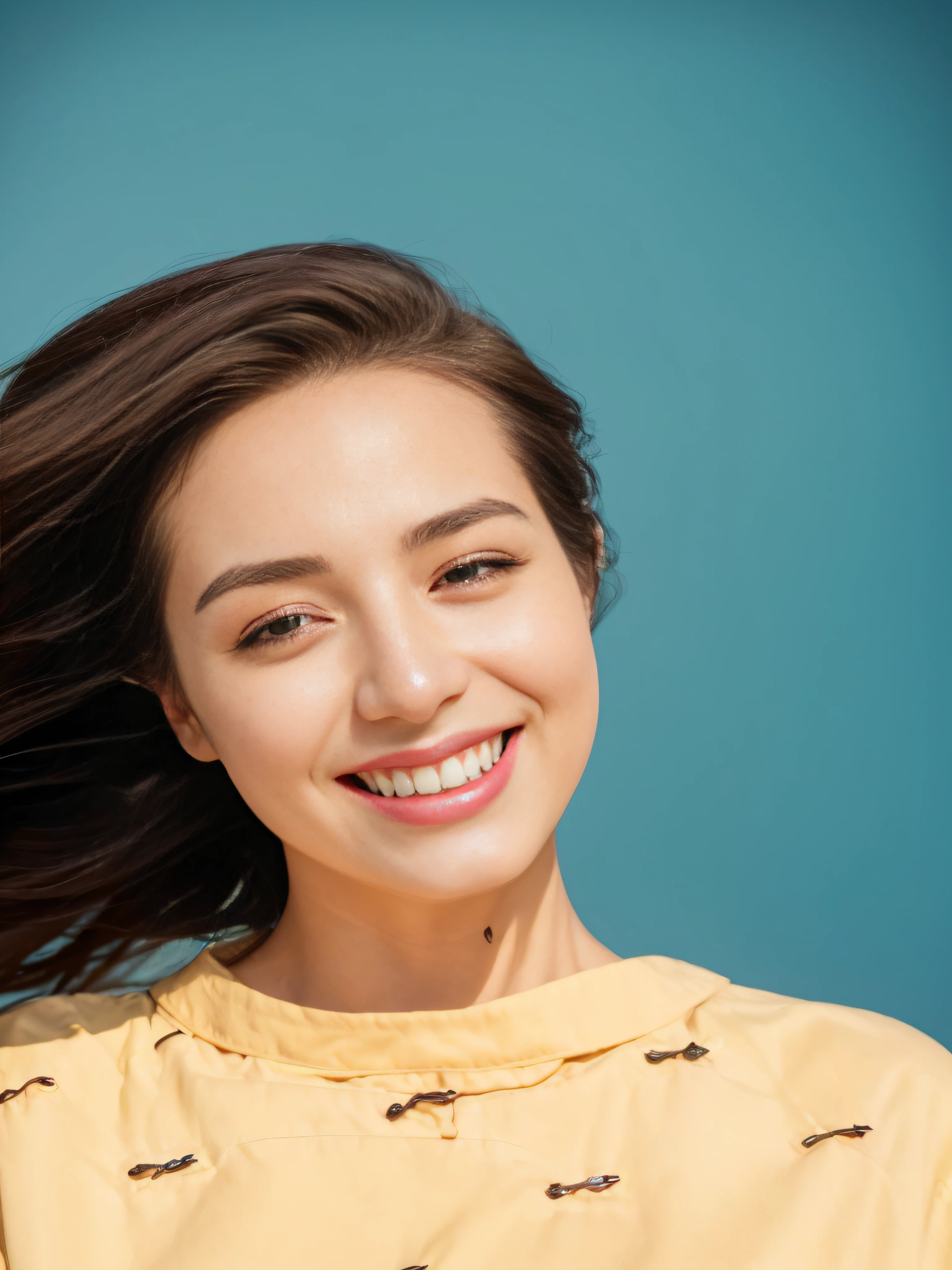 ((Best quality, 8K, Masterpiece :1.3)), Sharp focus :1.2, perfect figure beautiful woman:1.4, Slim abs:1.2, ((dark brown hair, huge tit:1.2)), White collared shirt,Not exposed,(Natural light, the city street:1.1), Highly detailed facial and skin texture,A detailed eye,二重まぶた