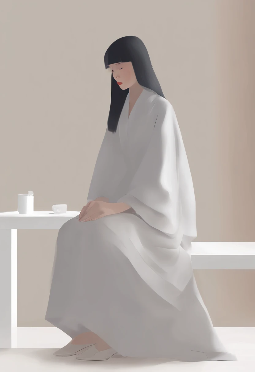 Girl weeping over the ravages of war、A young girl mourning for the ravages of war