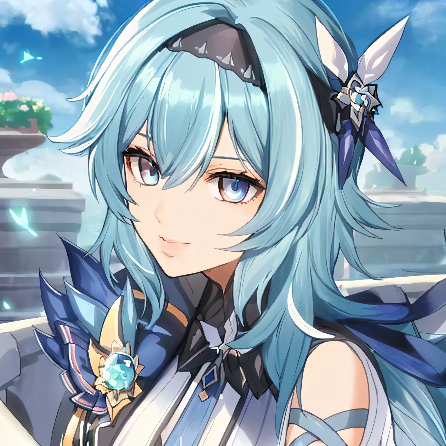 aot style, beautiful blue hair, eyes, lips
