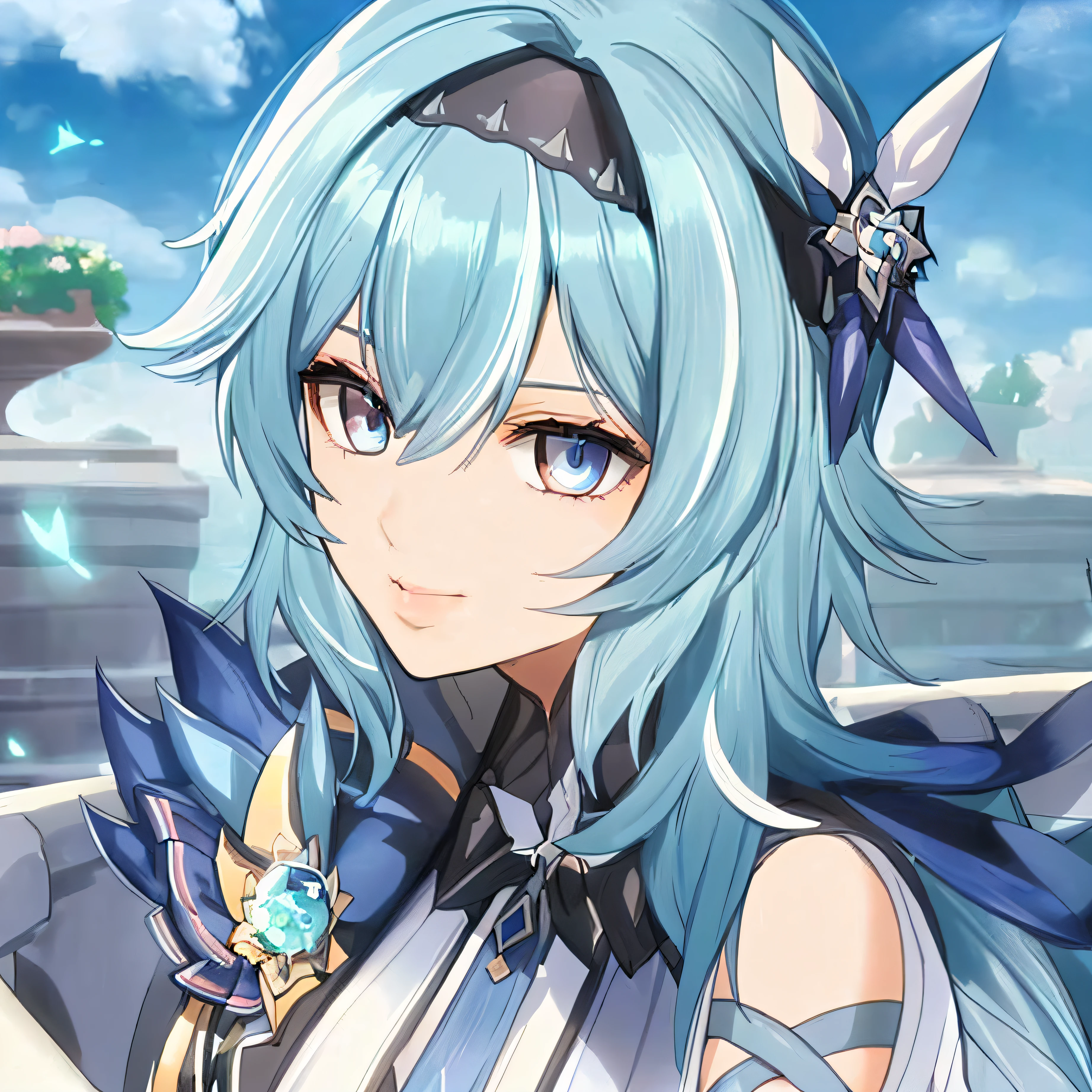 aot style, beautiful blue hair, eyes, lips