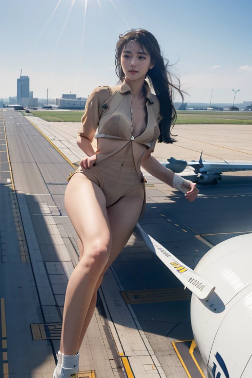 ((top-quality、in 8K、masterpiece:1.3、Raw photo))、Super high quality photos, ((Airfield runway)), ((Aerial Photography)), Japan Top Idol Women With Perfect Beauty, Perfect beauty, ((slim figure))、((der riese))、((Wear a white see-through shirt)), ((not wearing bra)), (( are protruding)), Airports for international flights、 (Photorealistic: 1.4), (Ultra-high detail), (hyper realisitic: 1.4), (Realistic: 1.3), (Smooth lighting: 1.05), 1girl in, Solo, (Japanese actressl), 20yr old, Full body, ((camel's toe)), ((der riese)), Size difference, cinematlic lighting, ((slim thigh)), ((Perfect beauty)), ((The most beautiful face)), ((Transcendent beauty)),、((Airfield runway)), ((slim figure)), ((Small Business Aircraft)), Small Cars, ((Small people々is running away)),((Aerial Photography)), Real rain, wetting hair, (( are protruding)), ((camel's toe)),