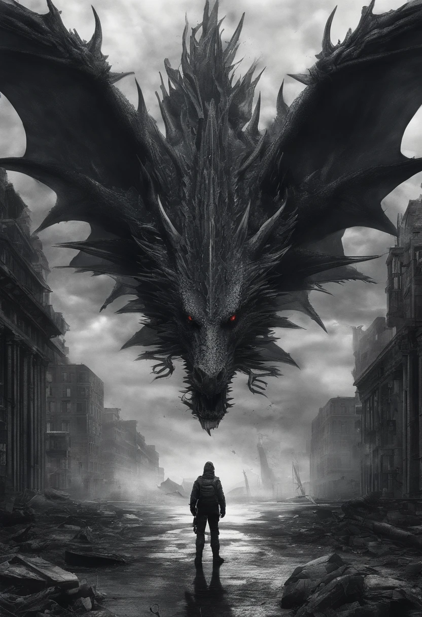 Dark dragon of geographical data in the style of detailed hyperrealism photography、Spit flame