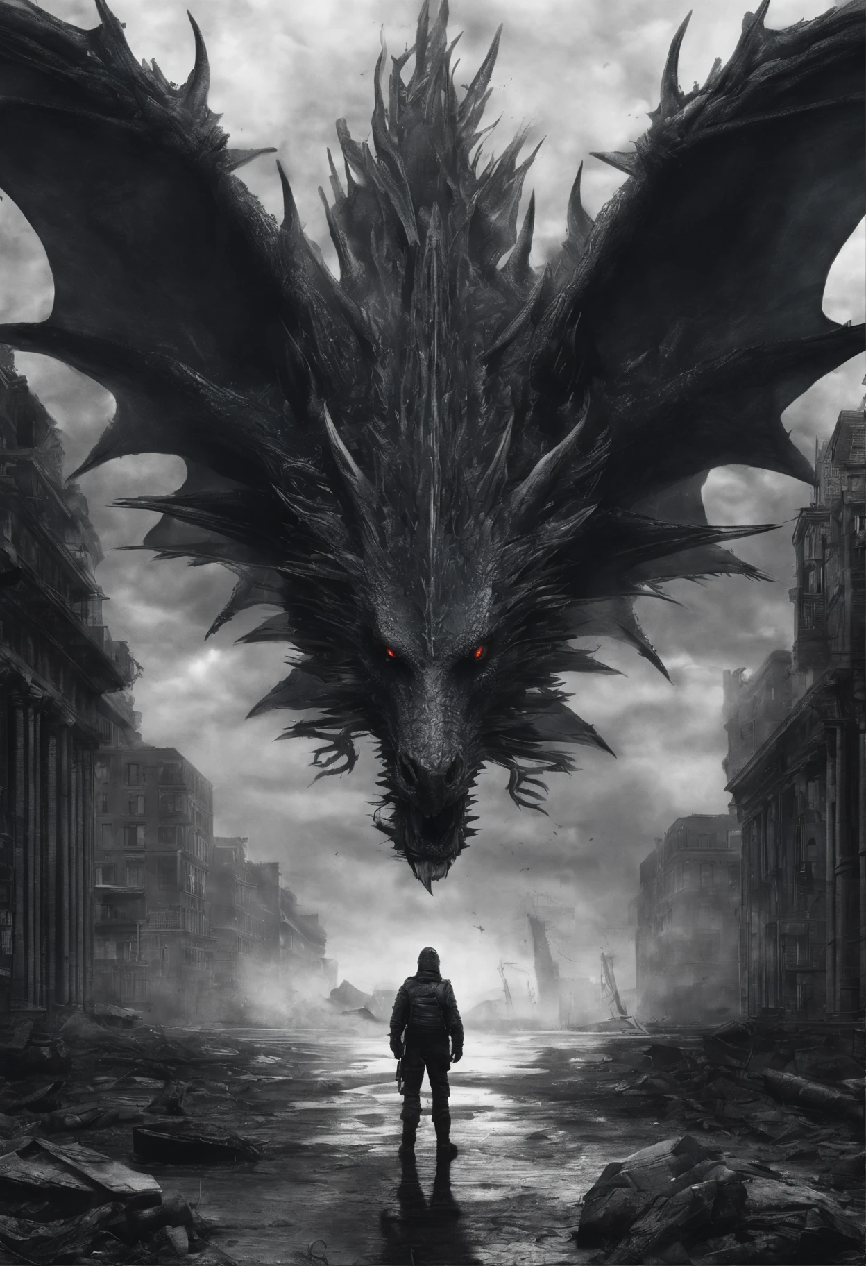 Dark dragon of geographical data in the style of detailed hyperrealism photography、Spit flame