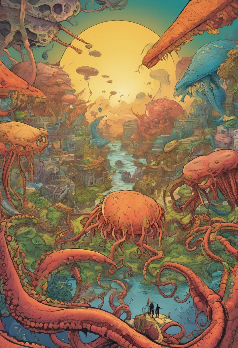 Earth is invaded by aliens,The tentacles release mucus,Increases human dopamine by 200%, Imagine what that would look like, They inject dopamine into humans and chase it,Some people become addicted to their dopamine slaves