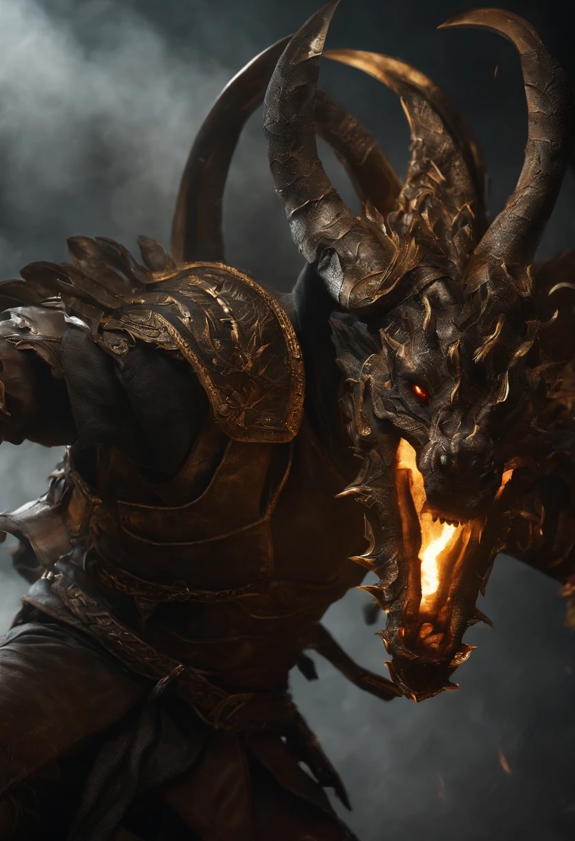 a samurai warrior, half human half dragon, detailed armor, dramatic lighting, cinematic, dark fantasy, vibrant colors, digital painting, hyper detailed, intricate details, masterpiece, 8k, best quality