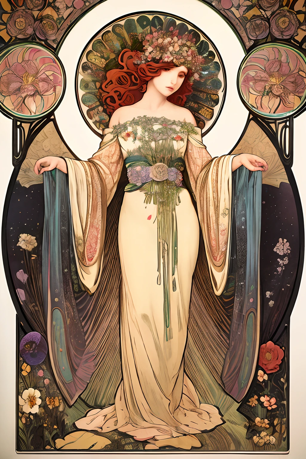 (art nouveau:1.25), Maximalism artstyle,neon theme,suprematism,beautiful detailed flower, beautiful detailed eyes,hyper detailed,flower,hyper quality,,eyes,flower and hair is same color,beautifuly color,face,her hair is becoming flower, flower,hair,flower,butterfly,,1girlkawaii,,high details, high quality,back light,hair and clothes is flower,upper body ,high quality,hair with body ,webbed dress, upper body, flower leg, flower hands,body with flower,    flower with clothes , dress with flower, , light particles,black background,  Hair with flower,small breast with flower,floating hair with flower,floating1girl,small breast,  marbling with hair and clothes, looking at viewer,original,arm down, paper cutting, black background, flower forground,  hair with flower,highres, hair with  flower,hair with flower ,hair,  wavy hair ,diffusion lighting, abstract,Butterfly with  body,   flower with hair, her hair is flower,big top sleeves, floating,pupils, [[hair over one eye]],dark