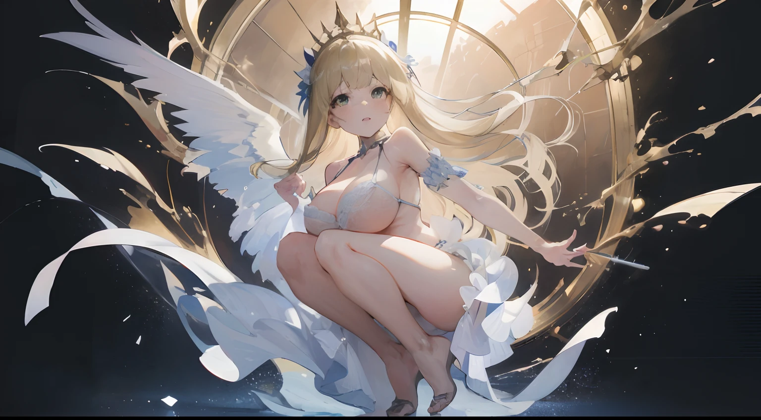 (best quality,4k,8k,highres,masterpiece:1.2),ultra-detailed,(realistic,photorealistic,photo-realistic:1.37),gold breast,lingerie bra with gold motifs,full body view,shining,glowing,metallic,golden reflections,beautifully crafted,ornate patterns,highly detailed feathers,royal,breathtaking,exquisite,regal atmosphere,rich colors,artistic interpretation,mesmerizing,eye-catching,attention-grabbing,precious,treasure,beauty in nature,glamour,divine,opulent,shine and shimmer,luxurious,lustrous,dimensions of depth and warmth,unique and rare,gleaming,illuminating,refined,soft and radiant,light contouring,delicate engravings,touch of elegance,majestic,vibrant gold tones,dreamlike,fascinating,elusive masterpiece,luminous texture,vivid colors,dazzling,bright and brilliant,luxuriant,burnished gold,exquisite composition