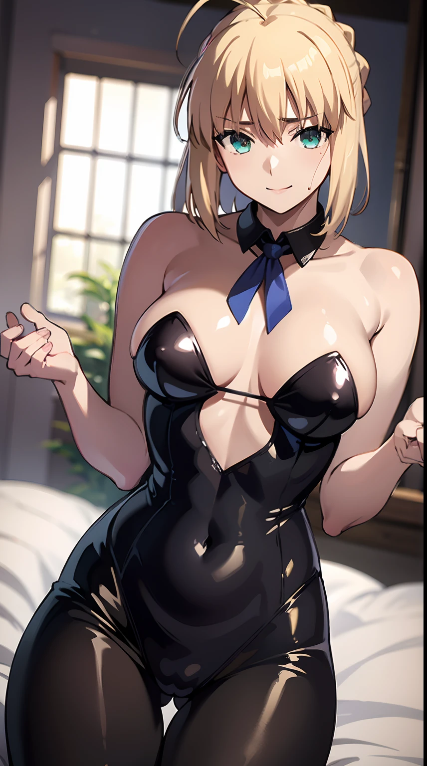 NSFW、(masutepiece、of the highest quality、Best Quality、Official art、Beautiful CG,)artoria、Colossal tits、Photorealsitic、(Rolling eyes:1.5)、masturbation、Smile embarrassedly、Heart symbol in the eye、NSFW、Vegas Casinos、Slingshot swimsuit、Navel costume、neck tie、tights