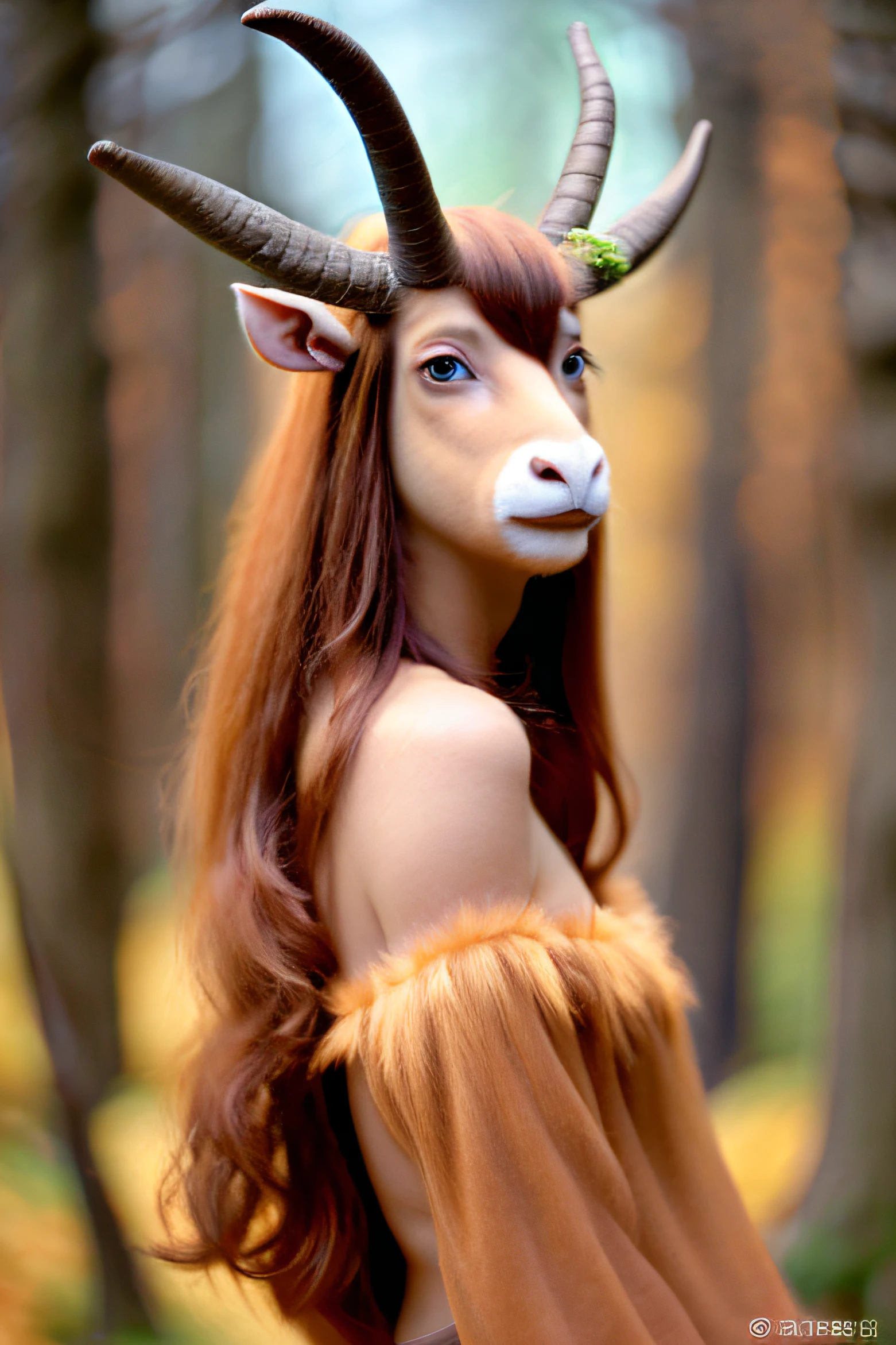 female faun , eyes forward , face forward