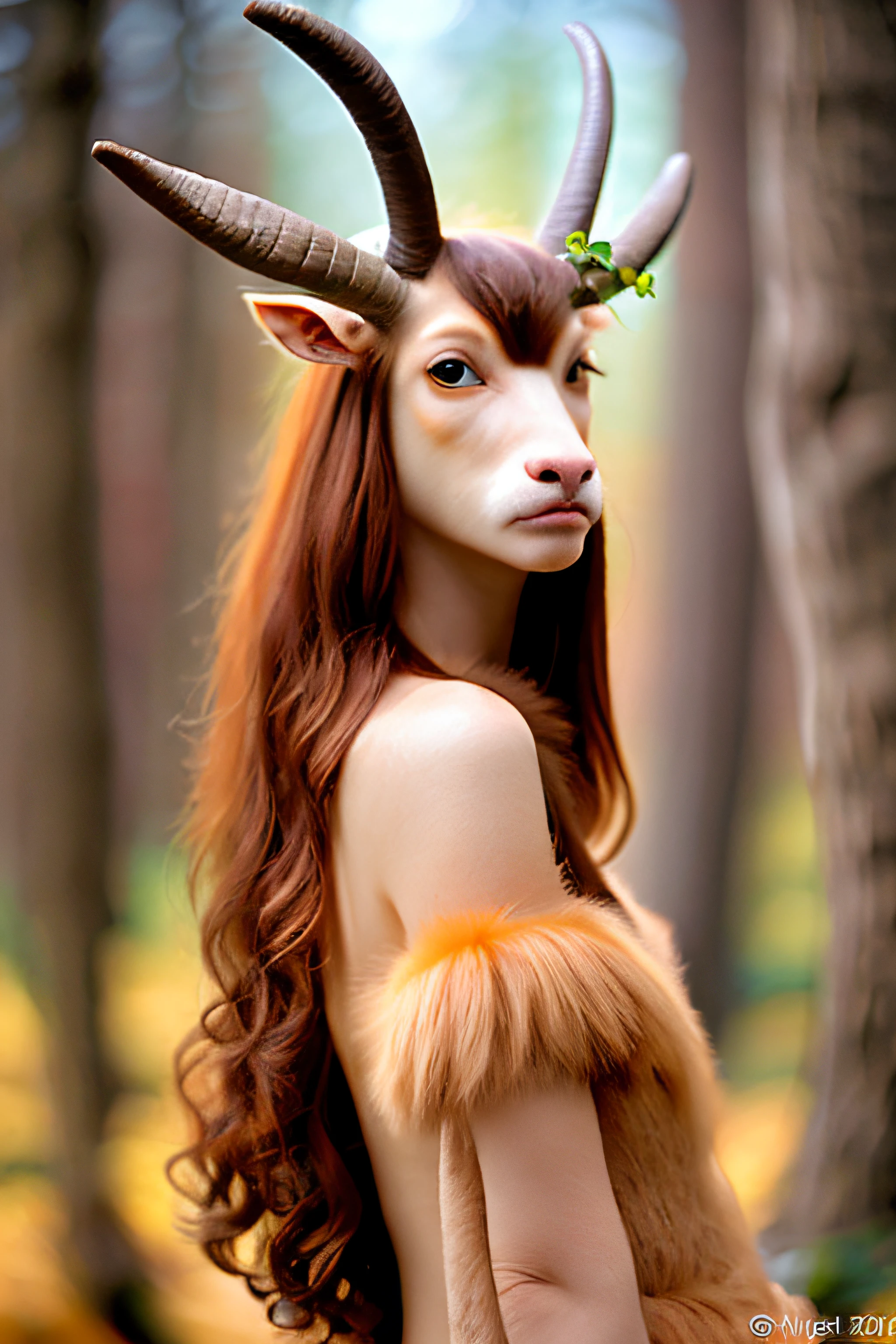 female faun , eyes forward , face forward