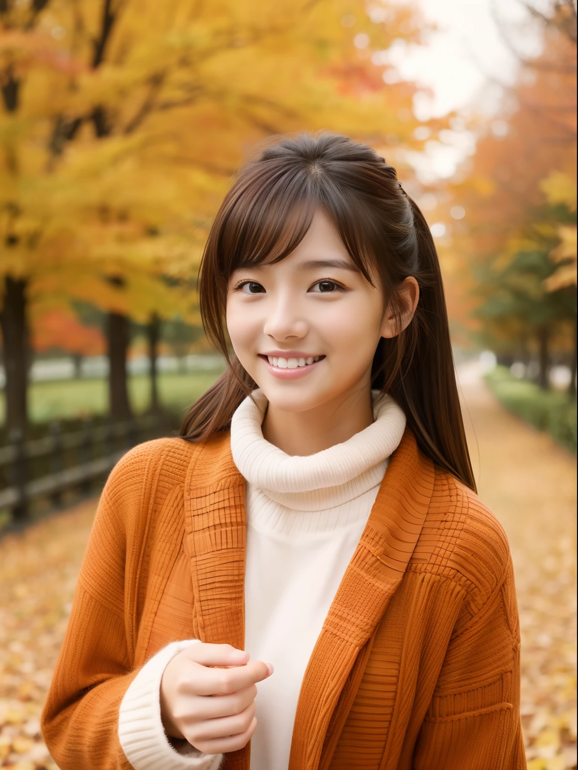 紅葉と少女