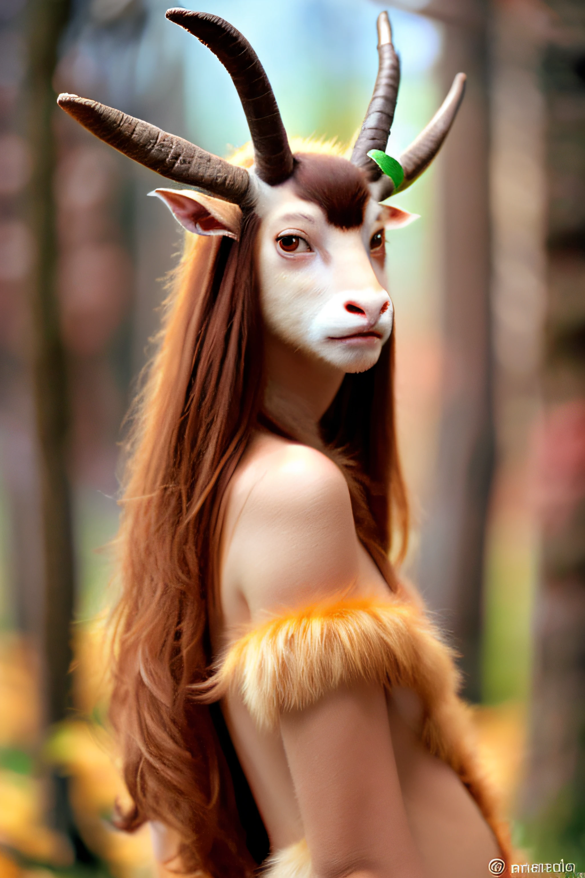 female faun , eyes forward , face forward