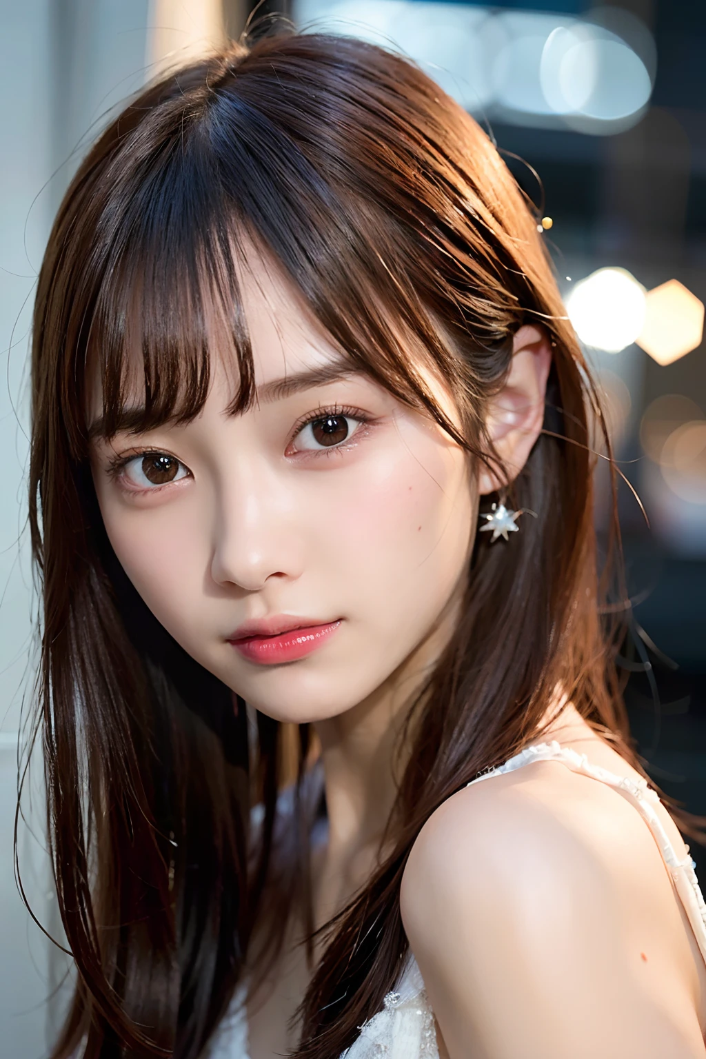 masutepiece, Best Quality, Illustration, Ultra-detailed, finely detail, hight resolution, 8K Wallpaper, Perfect dynamic composition, Beautiful detailed eyes, doress,Medium Hair, mid-chest, Natural Color Lip, Random and sexy poses,Smile,Tower Mansion