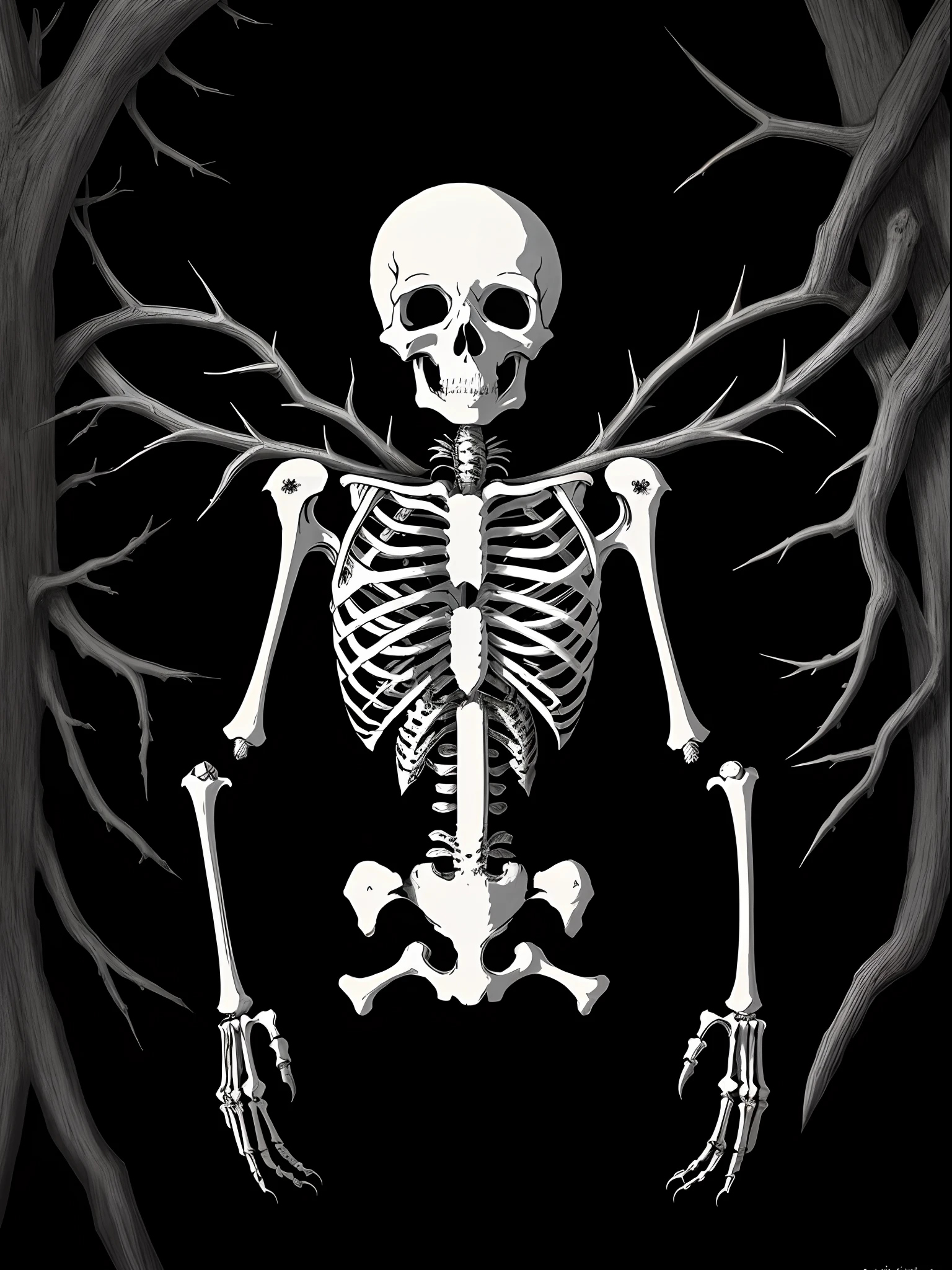skeleton,Grey,Deadwood,thorns