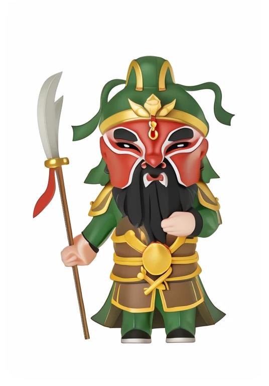 Guan yu，Red face，Green hat，Green clothes