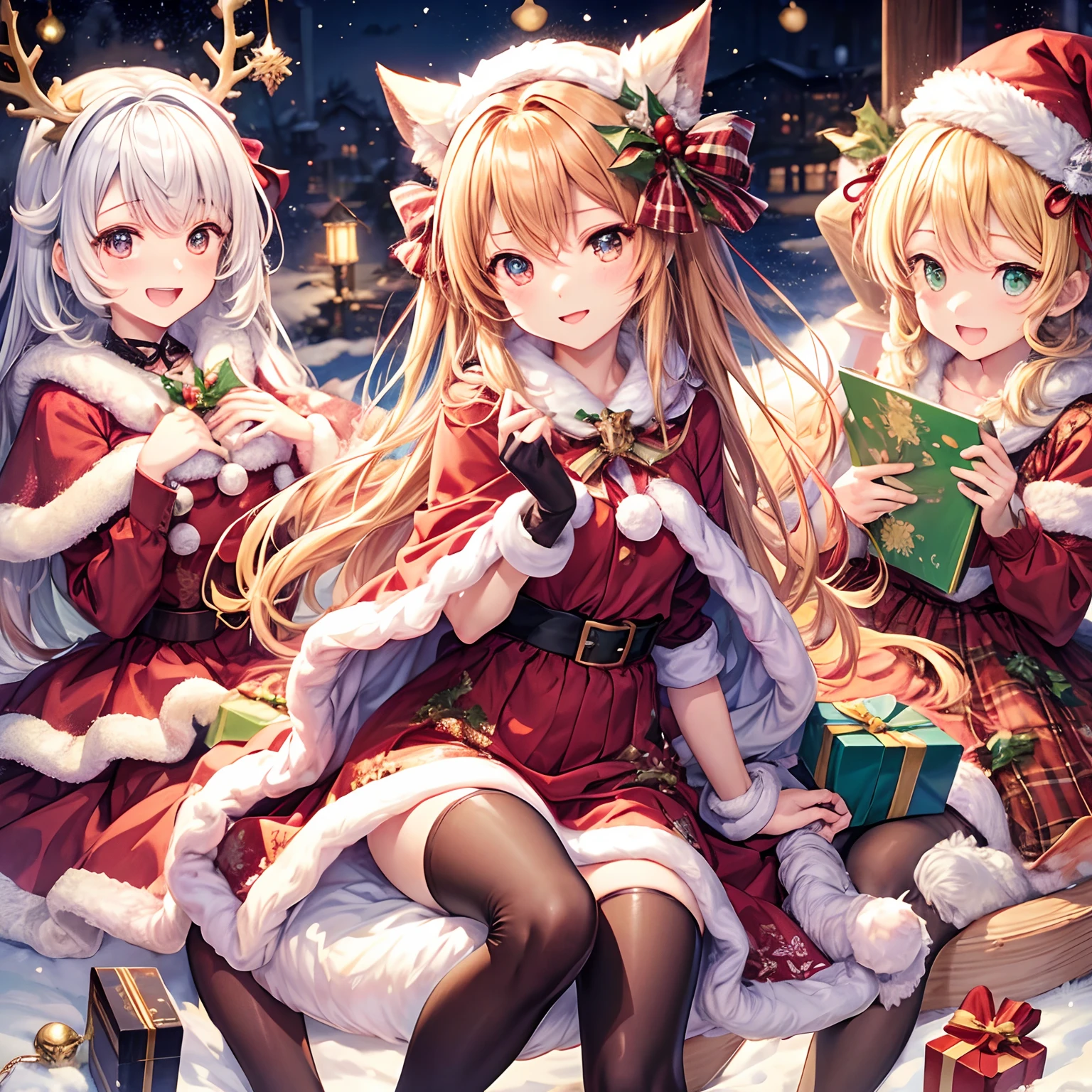 masutepiece、top-quality、hight resolution、Christmas-inspired art、animesque、illustratio、Delicate and accurate writing
