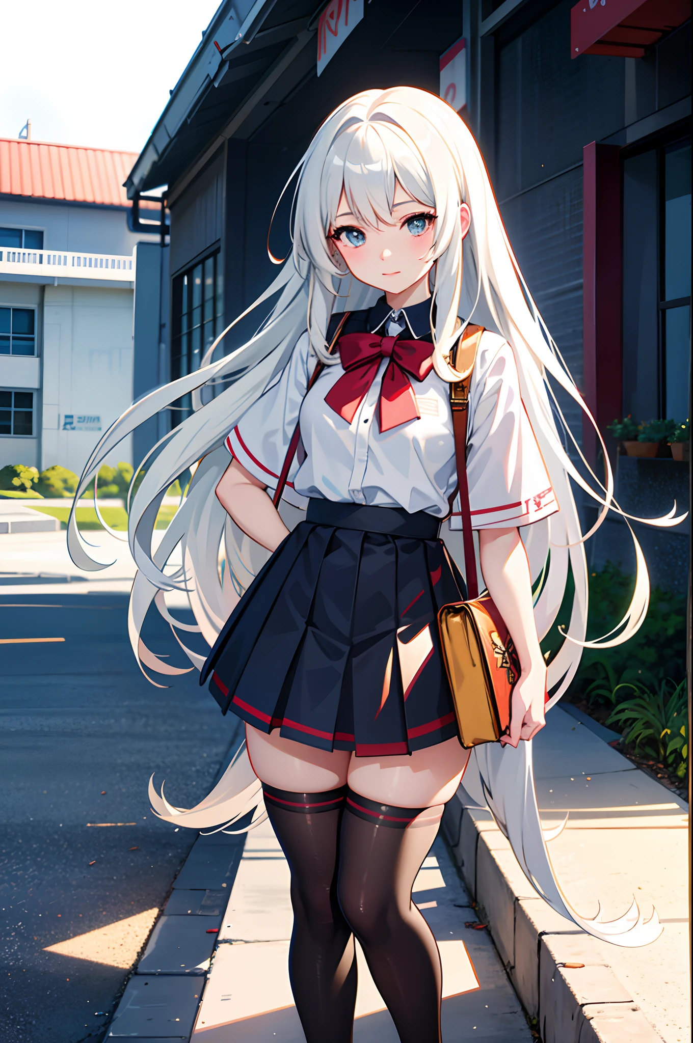 (Best quality,4K,8K,A high resolution,Masterpiece:1.2),Ultra-detailed,Realistic,Photorealistic:1.37,Anime style,Anime girl with long white hair and red wallet, anime visual of a cute girl, clean and meticulous anime art, Guviz-style artwork, up of young anime girl, Perfect white haired girl, Guviz, An anime girl, attractive anime girls, Kantai collection style, Beautiful Anime High School Girls, anime moe art style, Moe anime women,Pop Culture Reference SFW, (Masterpiece:1,2), Best quality, Masterpiece, A high resolution, Original, extremelydetailedwallpaper, Perfect lighting,(Extremely detailed CG:1.2),