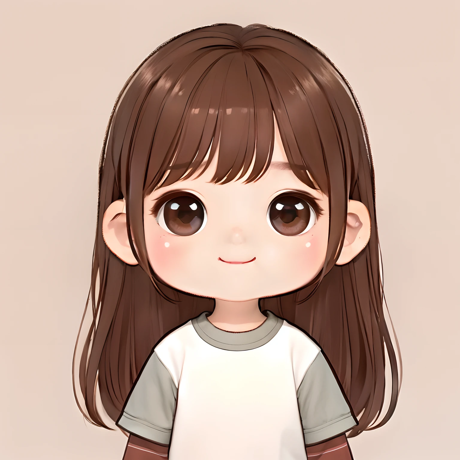 Cartoon girl with long hair and white shirt with brown eyes, Kawaii realistic portrait, cute kawaii girls, cute portrait, lovely art style, cute anime face, portrait of cute anime girl, Cute anime girl portrait, Cute anime girl, chibi girl, Cute natural anime face, portrait cute-fine-face, cute character, 🤤 girl portrait, girl cute-fine face,1multiple poss and expressions / various poses and expressions；