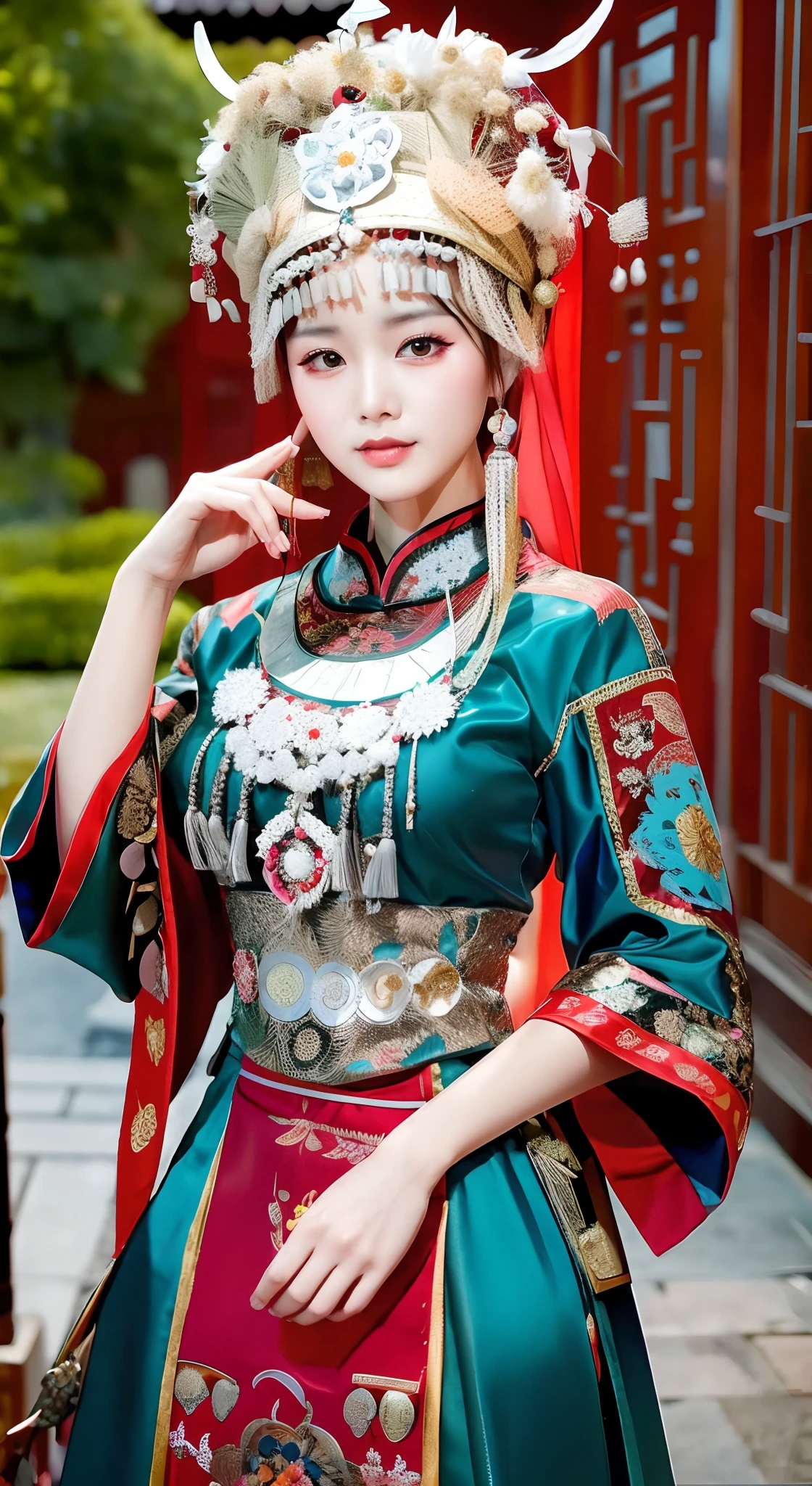 Araki woman dressed in traditional Chinese costume poses for a commemorative photo, Traditional beauty, Chinese traditional, Chinese costume, Chinese woman, traditional garb, Palace , A girl in Hanfu, Chinese style, traditional tai costume, traditionalcostumes, Chinese dress, Chinese girl, traditionalcostumes, Traditional Chinese clothing, Traditional clothing, with acient chinese clothes, Wearing Gorgeous Costume