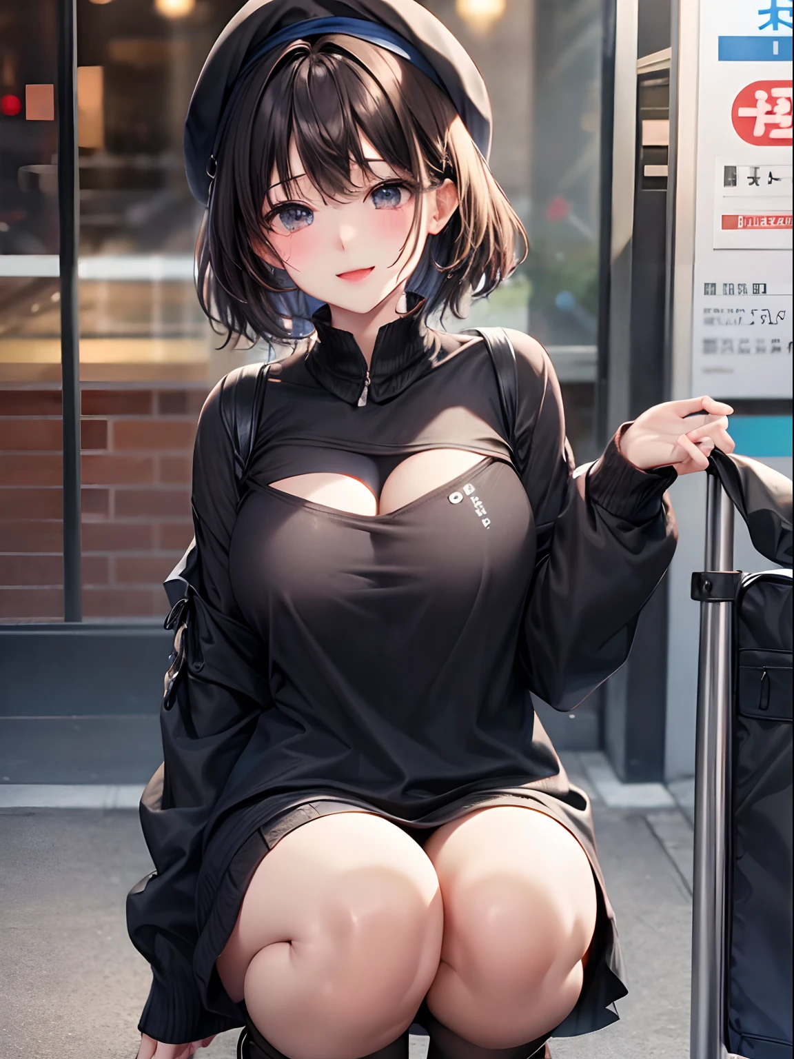 Random Fashion、cum on、Random actions、cum on、独奏、28-year-old woman、s lips:A sexy、Hair color: Dark brown、Translucent skin， the skin is fair and juicy,, （hairstyle on）Brown Extra Short Haircut、、（Basic Information）smil、Big open mouth、Moist eyes、Knee-high stockings、Gentle eyes、、Slim and soft、Mouth wide open、、Gentle look、the background is blurred