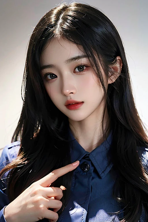 超A high resolution、masterpiece、top-quality、
extra detailed face、A detailed eye、Very complex and、perfect glossy shiny skins、Perfect litthing、Detailed Lighting、Dramatic shadows、光线追踪、
1 girl in、The upper part of the body、Counter Staff Uniforms、looking at the viewers、