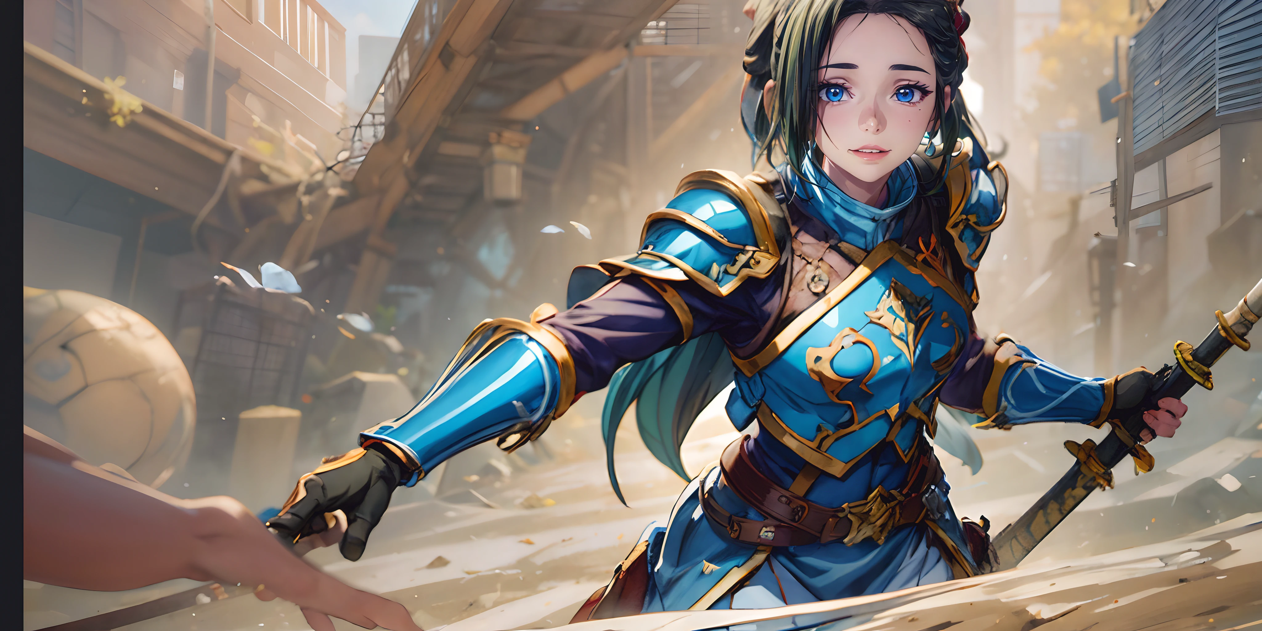 (shaded face:1.2), hollow eyes, blue eyes, looking at viewer, heavy breathing, smirk, uppert teeth, haruhiko_ichijou_mother, long hair, black hair, blue eyes, ponytail, breasts, 1girl, sword, weapon, gloves, jewelry, holding, solo, earrings, armor, lips, breasts, breastplate, "glow effects, godrays, Hand drawn, render, 8k, octane render, cinema 4d, blender, dark, atmospheric 4k ultra detailed, cinematic, Sharp focus, big depth of field, Masterpiece, colors, 3d octane render, 4k, concept art, trending on artstation, hyperrealistic, Vivid colors, extremely detailed CG unity 8k wallpaper, trending on CGSociety, Intricate, High Detail, dramatic", sweating, steaming body, fog, (anime coloring, anime screencap:1.5)