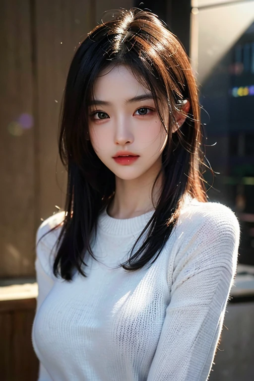 ultra high res,masterpiece,best quality,
very detailde face,detailed eyes,extremely intricate,perfect glossy shiny skins,perfect lighting,detailed lighting,dramatic shadows,ray tracing,
1girl,upper body,black sweater,looking at viewer,