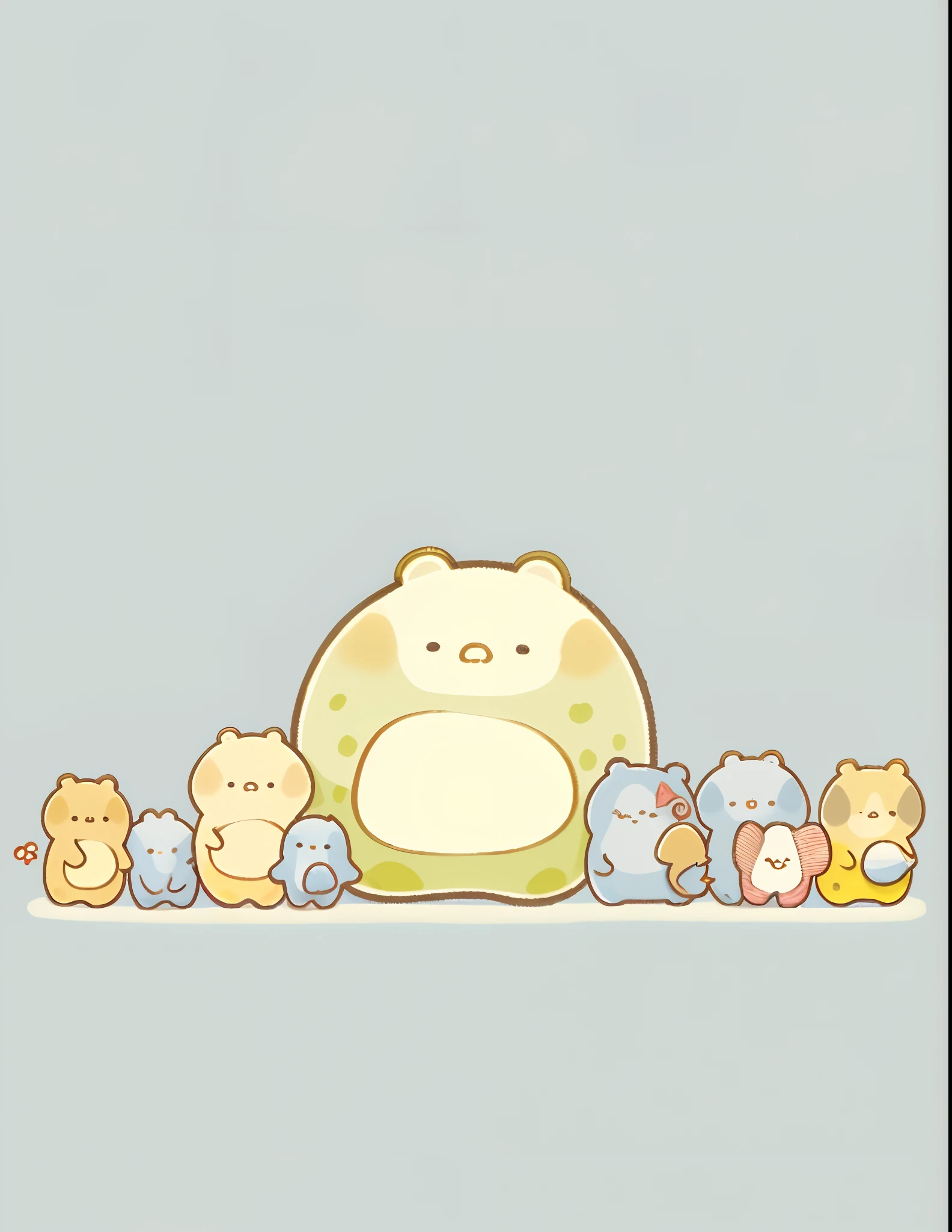 There are a lot of small animals sitting together, cute colorful adorable, fat chibi grey cat, adorable creature, adorable digital art, style of pusheen. comic strip, cute artwork, soft cute colors, hamsters, Kawaii cat, by Kubisi art, Cute characters, Cute animals, Cute detailed digital art, Cute:2, Cute cats