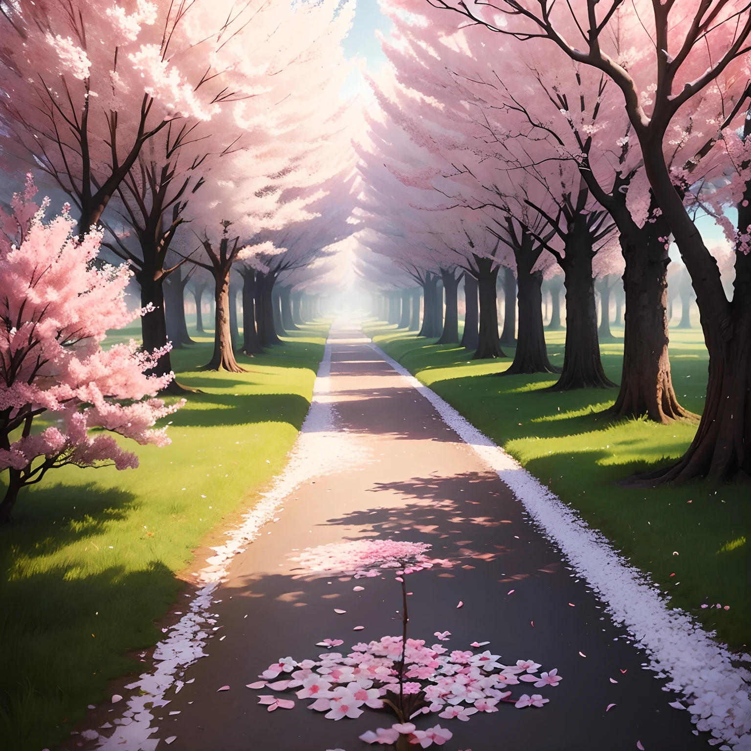 (surreal art:1.3), cherry blossom, path