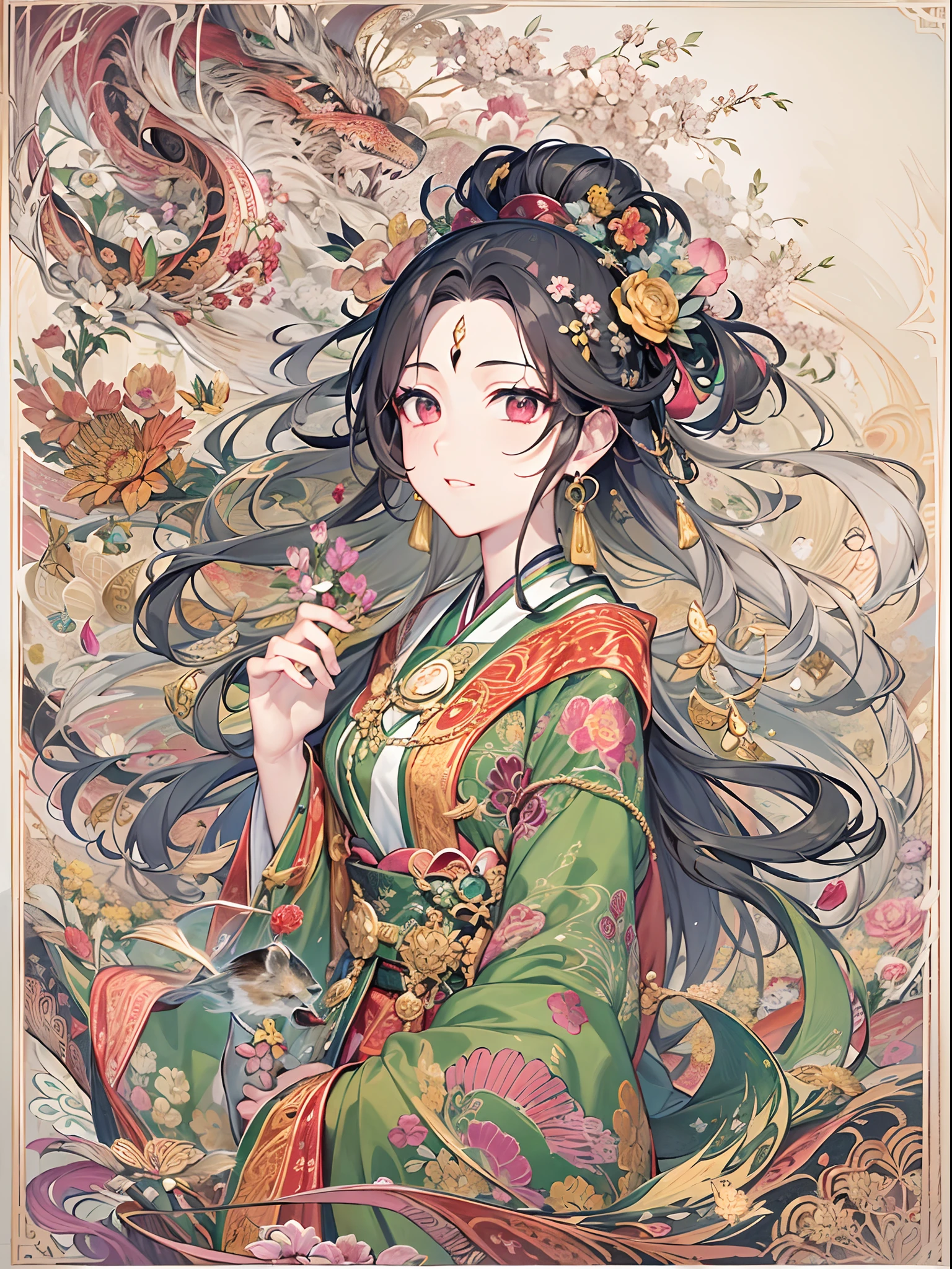 ((Finest quality)),(超A high resolution),(ultra-detailliert),(Meticulous portrayal),((Best Anime)),(Finest works of art),sharpnes,Clair,Ultra-Precision Art,The art of astounding depiction,The beauty of intricate and meticulous details:1.3,Sumi-e,Buddhist paintings,mandalas, ((femele:1.5)),Bodhisattvas:1.5,A benevolent look:1.4,Lianhua:1.4