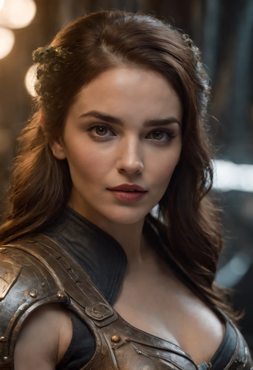 mujer alienigena extraterrestre, considerada como una de las razas mas bellas de la galaxia, con una cara, ojos y labios sensuales, vestida con uniforme sexy de gears of war con minifalda, ((se encuentra en centro de control de estacion espacial)). hiperrealista, imagen nitida, 8k. imagen cinematografica. (intrincados detalles de la maquina), (obra maestra de calidad superior