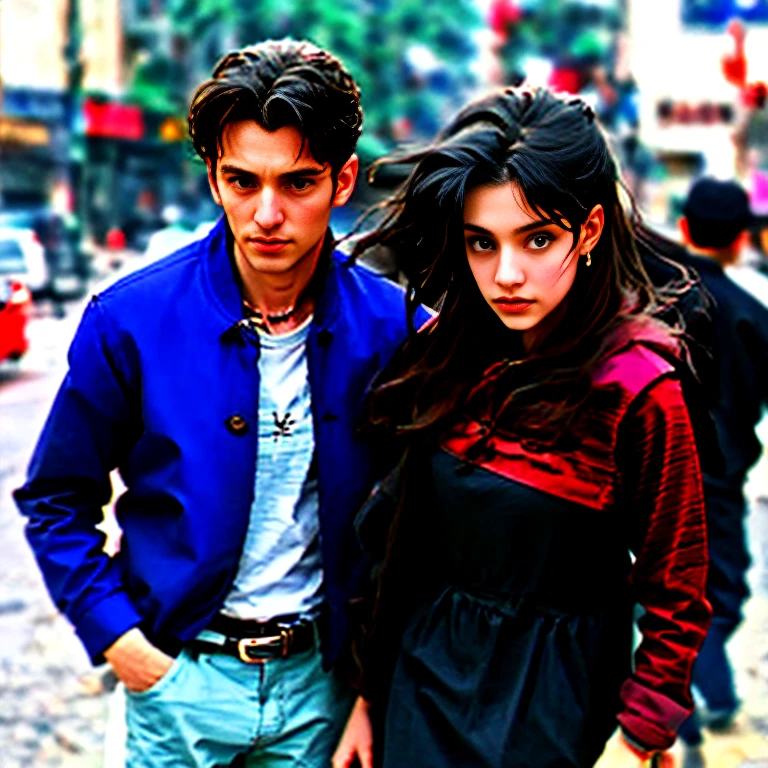 Stylish man in jacket next to a woman